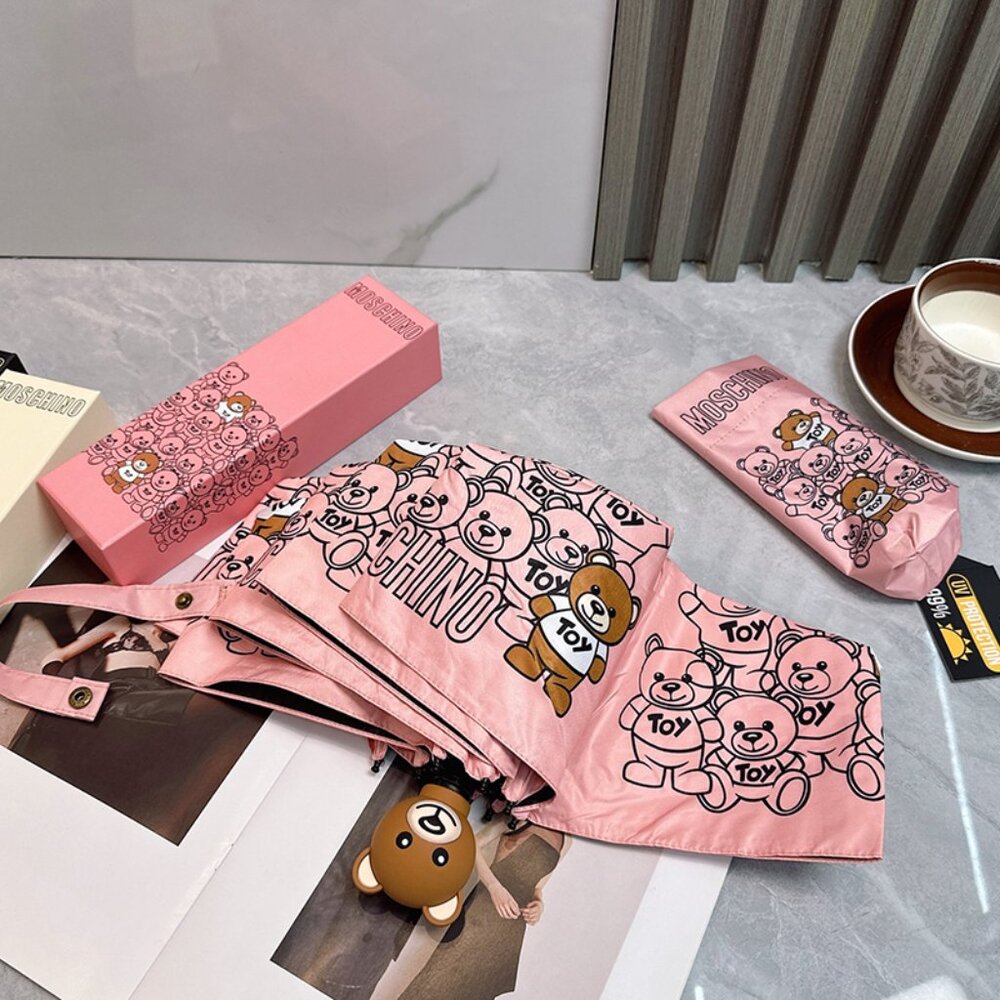 Moschino Pink Teddy Bear Folding Umbrella - Picture 3 of 9